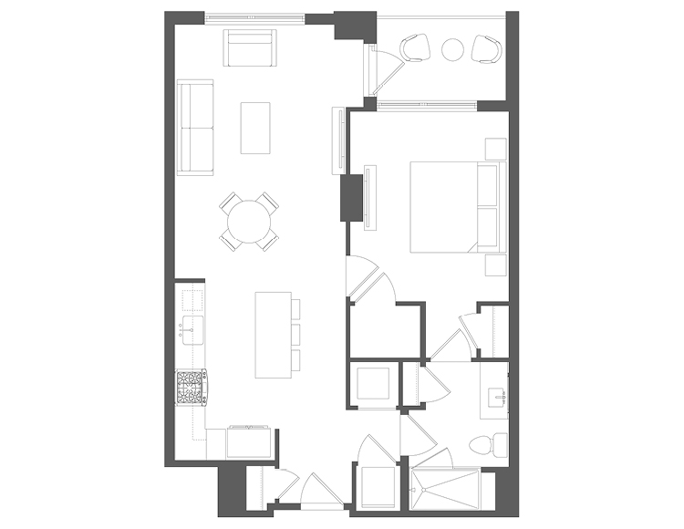 Floor plan A03, unit 910, 1010