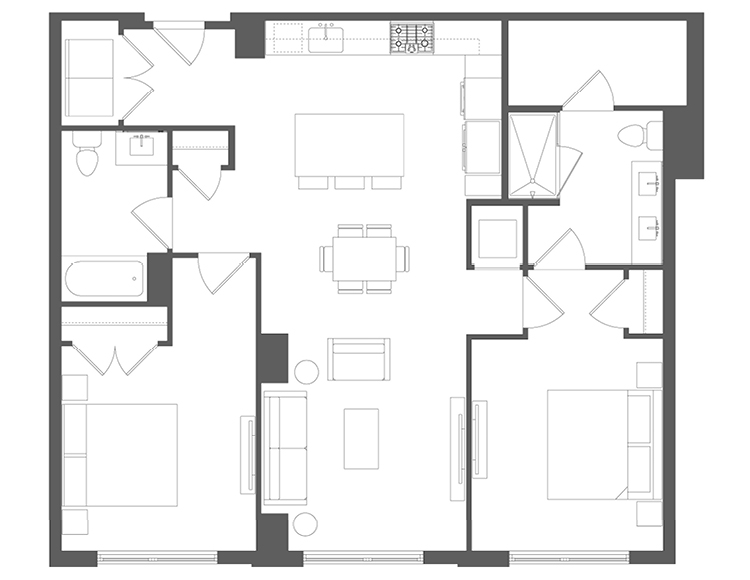 Floor plan C01, unit 313, 314