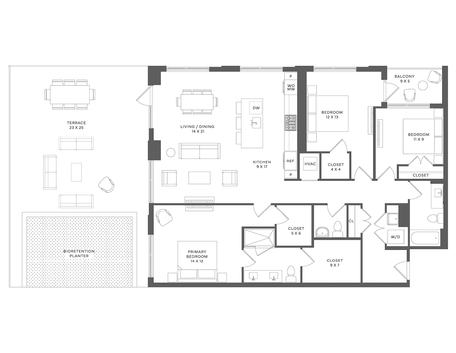 Floor plan D02, unit 511